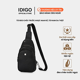 Túi đeo chéo trước ngực nam, túi bao tử da bò thật IDIGO MB1 - 6028