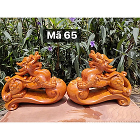 Cặp tượng tỳ hưu gỗ hương nguyên khốiI ngang 25cm