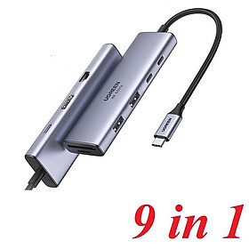 Ugreen UG15375CM498TK Bộ chuyển 9 in 1 USB-C sang 2*USB-C + RJ45 Gigabit + HDMI 4K60HZ + PD + SD + TF + 2*USB3.0 - HÀNG CHÍNH HÃNG