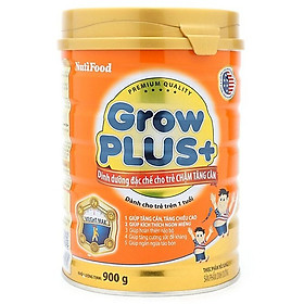 Sữa bột NutiFood Grow Plus+ cho trẻ chậm tăng cân 900g - Hàng chính hãng