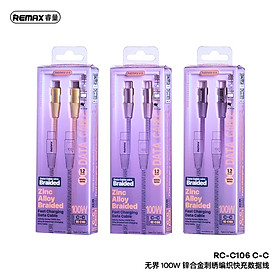 Cáp Sạc Nhanh Remax RC-C106 Type-C To Type-C, Output 100W, Dây 1.2M Siêu Bền - Hàng Chính Hãng