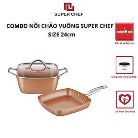 Mua Combo Nồi Chảo Vuông Chống Dính Super Chef Đáy Từ Cao Cấp  An Toàn  Bền Bỉ Size 24cm