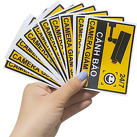 Mua Bộ 10 Miếng Dán Decal Sticker Vinyl Cảnh Báo Camera Giám Sát - Dán ngoài trời và trong nhà không thấm nước  không phai màu 7cm x 10 cm