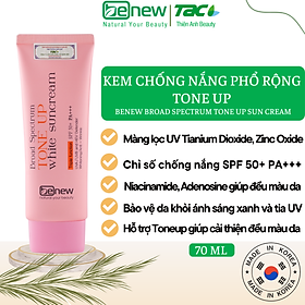 Kem Chống Nắng Phổ Rộng Benew Broad Spectrum Tone Up White Suncream 70ml