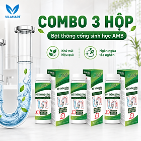 Combo 3 Bột Thông Cống Sinh Học AMB – Hỗ Trợ Làm Sạch Đường Ống, Bồn Rửa Chén, Lavabo Và Cống Thoát Nước
