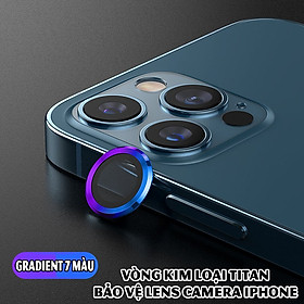 Mua Tặng hộp đựng lens cao cấp - Vòng kim loại titan bảo vệ lens camera dành cho các dòng iphone 11 / iphone 12 - Xanh Gradient