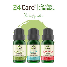 Combo 3 Tinh dầu Sả Chanh + Bạc Hà + Cam Úc 24Care 10ml/Chai