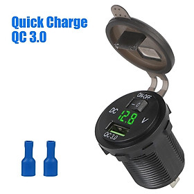 Củ sạc nhanh QC 3.0 12-24V chống thấm nước kèm công tắc USB chuyên dụng cho xe hơi/ xe máy/ tàu thuyền