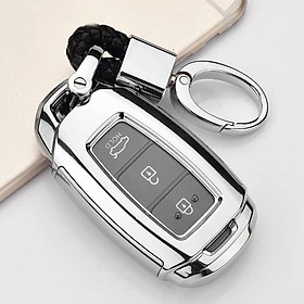 Ốp silicon màu bảo vệ chìa khóa cho xe Hyundai Accent, Hyundai Kona, Hyundai Santafe 2019…kèm móc đeo INOX