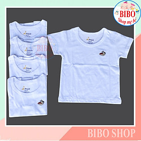 Áo thun tay ngắn cotton trắng cho bé mặc nhà vải mát thun 4 chiều