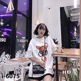 ATN-6075 Áo Thun Nữ Unisex Màu Trắng Hoạt Hình Con Nai Mắt Kính