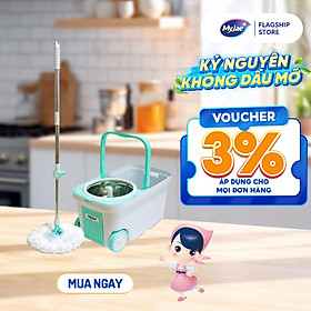 Mua  Tặng Bông Lau  Bộ Lau Nhà MyJae Đài Loan Sợi Microfiber Xoay Siêu Tốc 360 Độ Thông Minh 129.5cm