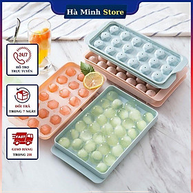 Mua Khay đá tròn khuôn làm đá có nắp đậy thông minh hình viên bi 33 viên hà minh store
