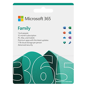 Phần mềm Microsoft 365 Family English APAC EM Subscr 1YR Medialess P8 (6GQ-01555) - Hàng Chính Hãng