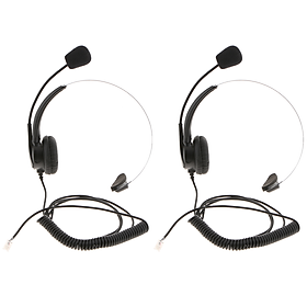 2xRJ9 Plug Call Center Telephone Headphone Noise Cancelling Monaural Headset