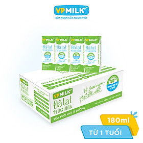 Sữa tươi UHT Đà Lạt True Milk VPMilk ÍT ĐƯỜNG thể tích 180ml (Thùng 48 hộp)