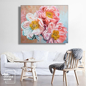 Mua Tranh Canvas Hoa Mẫu Đơn (Hình thật tại xưởng - Đã có khung  móc  đinh treo) - The Canvas House - T1MD