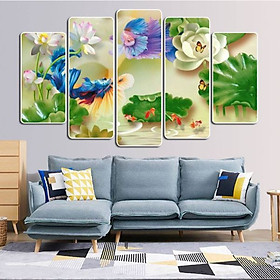 Tranh Hoa Sen Cá Chép |Cửu Ngư Quần Hội |Mẫu 12