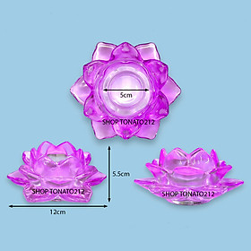 (GIÁ 1 CÁI)ĐẾ NẾN, CHÂN ĐÈN NẾN BƠ,NẾN TEALIGHT HOA SEN PHA LÊ THỦY TINH NHIỀU MÀU ĐƯỜNG KÍNH 12CM