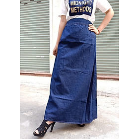 Váy chống nắng Jean vải Mềm Cao cấp cho Nữ (Không thêu) có Nút bấm kim loại và Chân váy dài