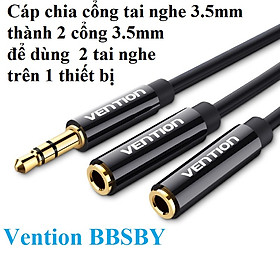 Cáp chia cổng AUX 3.5mm từ 1 thành 2 tiện lợi Vention BBSBY - Hàng chính hãng