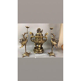 Mua Bộ đỉnh thờ ngũ sự cao 45 cm bằng đồng thau cao cấp