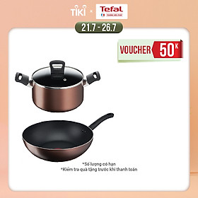 Combo Nồi thân cao Tefal Day By Day 22cm G1436105 và Chảo xào Tefal Day By Day 26cm G1437705 - Chống dính - Đáy từ - Dùng cho mọi loại bếp - Hàng chính hãng