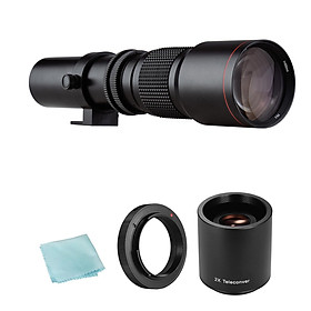 Camera Super Telephoto Lens 500mm F/8.0-32 Manual Zoom T-Mount+2X 500mm Teleconverter Lens+T2-AI Adapter Ring for Nikon