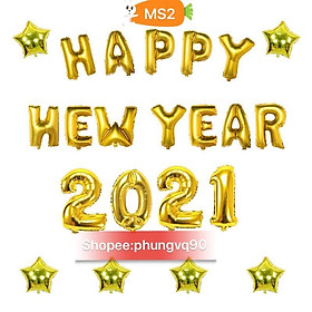 tặng bơm + keo  Set bóng trang trí Tết , Happy New Year 2022