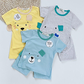 Bộ Cộc Cotton 100 % Hàng Minky Mom Họa Tiết Động Vật Có Tai Heo Hồng Cho