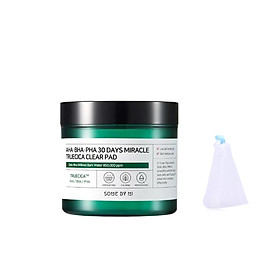 Miếng Tẩy Tế Bào Chết, Làm Dịu Da Mụn Some By Mi AHA-BHA-PHA 30 Days Miracle Truecica Clear Pad (70 miếng) + Tặng Kèm 1 Túi Lưới Rửa Mặt Tạo Bọt
