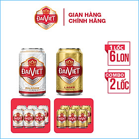 Combo 12 lon 330ml Bia Đại Việt Pilsner, Lager, Bia vàng sản xuất theo