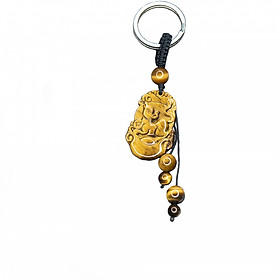 Móc khóa 12 Con Giáp đá Mắt Hổ Vàng tự nhiên - Tuổi Tý | MKTIGYTY01 VietGemstones