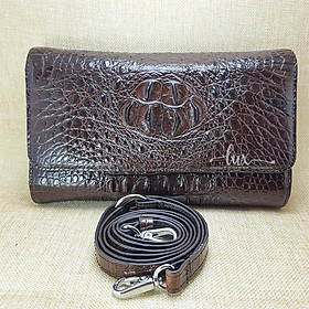 Ví Nữ Cầm Tay, Đeo Vai Da cá sấu - LUXLEATHER  LW52212 Ba Gấp Size Trung