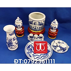 Mua BỘ BÁT HƯƠNG VẼ RỒNG (ĐK BÁT: 14 16 18 20) ĐẾ GỖ SƠN SON THẾP VÀNG