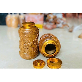 Mua Hộp đựng trà ( chè ) khắc nhiều hoa văn khắc nhau  bằng gỗ bách xanh kt 20×10cm