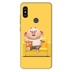 Ốp lưng nhựa cứng nhám dành cho Xiaomi Redmi Note 6 Pro in hình Heo Con Thư Giãn
