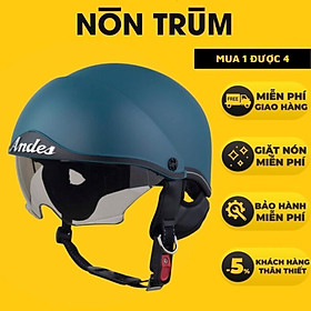 Non Bao Hiêm Andes 3S139 Lot Thao Rơi - XANH XIMANG NHÁM