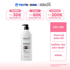 Dầu gội cao cấp Hàn Quốc Kerasys Revitalizing - Trắng ghi (Tăng cường độ đàn hồi cho sợi tóc mảnh, yếu, khó tạo kiểu) 600ml