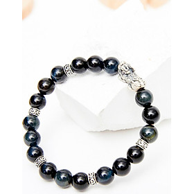 Vòng tay đá mắt hổ phối charm tỳ hưu bạc thái size hạt 8mm - Ngọc Quý Gemstones