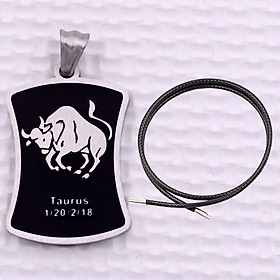 Mặt dây chuyền cung Kim Ngưu - Taurus inox trắng kèm vòng cổ dây cao su đen + móc inox trắng, Cung hoàng đạo