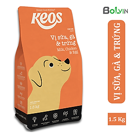 Thức ăn hạt KEOS vị Trứng, Gà & Sữa dành cho chó con 1.5Kg - KEOS Egg, Chicken & Milk