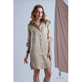 Đầm Linen - BEIGE shirt dress for women