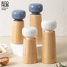 Hình ảnh Dụng cụ, lọ xay tiêu ECOHUB bằng gỗ có tay cầm gốm sứ (Pepper Grinder) | E00416