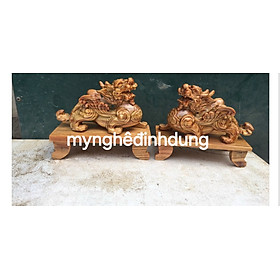 Mua Cặp tượng tỳ hưu trang trí phong thủy hút tài lộc bằng gỗ huyết long mọng dầu kt 20×12×9cm
