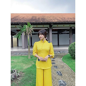 Đồ lam đi chùa cao cấp AL031 kết cườm thêu bướm cực đẹp