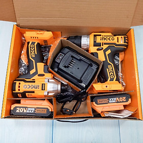 BỘ MÁY KHOAN VÀ MÁY VẶN VÍT 20V 1/4" INGCO CKLI2006- HÀNG CHÍNH HÃNG