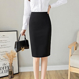 Chân Váy Công Sở Bút Chì Dài Tới Gối Màu Đen CHIPY From Ôm Lưng Thun Cạp Cao Cá Tính Kiểu Vintage, Ulzzang Đẹp MCV002