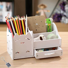 Hộp bút để bàn, hộp viết gỗ HV09 - Tặng 1 móc khóa khung hình thời trang