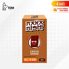 Hộp 4 cái Bao cao su Nakanishi - Siêu mỏng 0.03mm - Hương chocolate